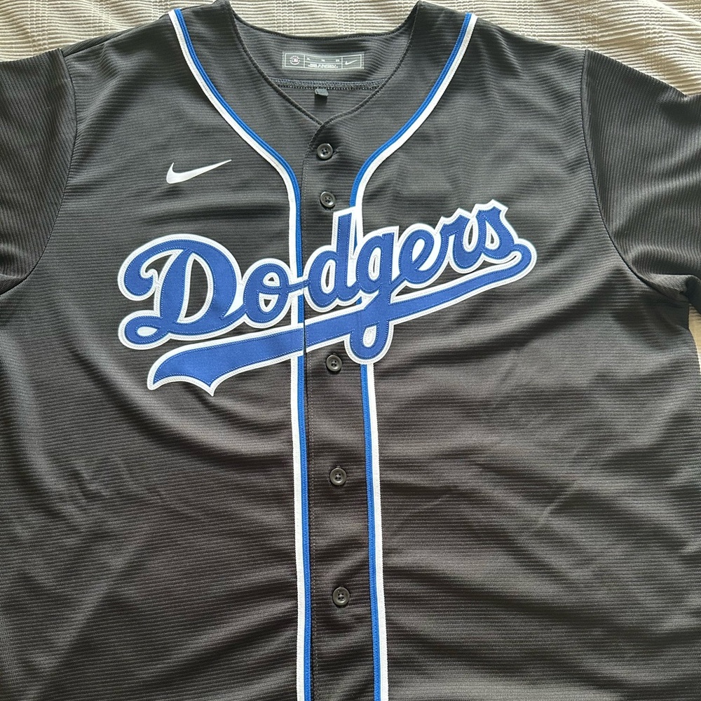 Nike Black Dodgers Jersey with Blue Trim